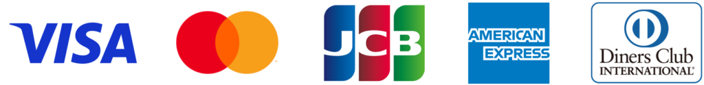 VISA／Mastercard／JCB／American Express／Diners Club／Discover